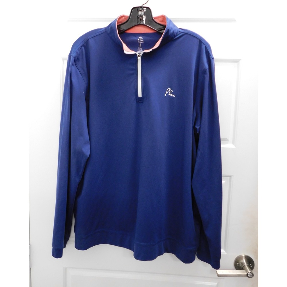 Rhoback Shirt‎ Mens L Blue 1/4 Zip Pullover Performance Athleisure Stretch Golf